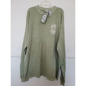 Crazy Shirts Hemp Dyed Jeep Shirt Long Sleeves Mens Sz L Green Front Back Print